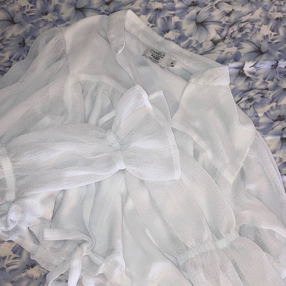 Pamela Reif x NA-KD Tie Detail Puffy Sleeve Top - Picture 4 of 4